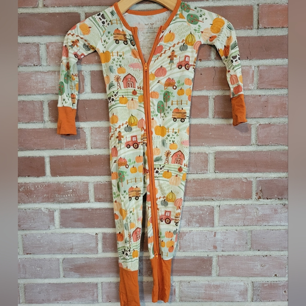 Little Sleepies Pumpkin Farm Print One-Piece Pajamas